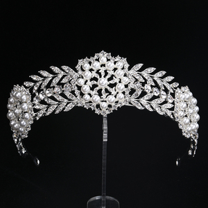 ete高端珍珠水钻新娘皇冠头饰婚礼饰品白婚纱生日十八岁头冠发饰