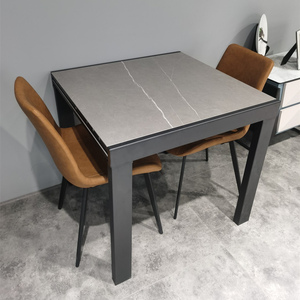 极简正方形伸缩折叠岩板餐桌家用小户型省空间现代简约饭桌椅组合