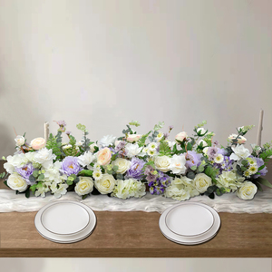 餐厅长桌花摆花商务会议桌桌面装饰台花宴会布置餐桌仿真花摆件