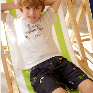 小黑托昵家居服夏季莫代尔空调服男童卡通短袖透气薄睡衣小黑托尼