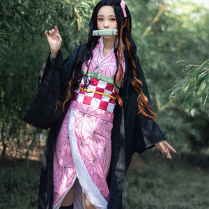 鬼灭之刃女鬼灶门祢豆子cos服日本动漫cosplay表演服饰萝莉女和服