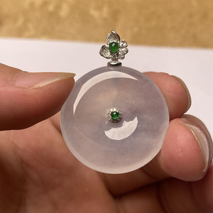 高端正品缅甸天然a货翡翠冰种平安扣挂件18k金钻石豪华镶嵌女吊坠