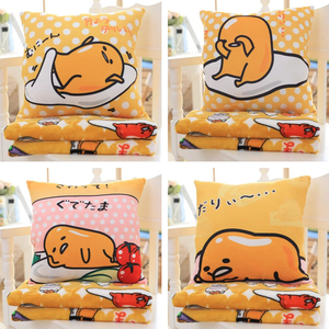 卡通可爱懒蛋蛋抱枕靠垫鸡蛋君蛋黄君三合一抱枕毯子生日圣诞礼物