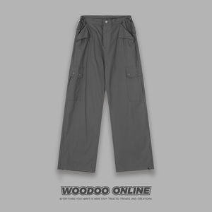咖啡加冰 WOODOO 设计师品牌 日系高街抽绳宽松复古 男女休闲裤