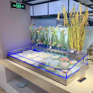 不锈钢自助桌面海鲜冰台明档点菜喷雾展示摆台蓝光冰槽冷藏保鲜柜