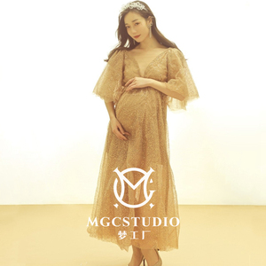 孕妇摄影服装新款复古唯美礼服裙影楼拍摄大肚照主题写真婚纱服装