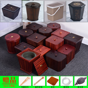 花梨木茶渣桶 塑料茶叶废水桶功夫茶具配件 实木排水桶竹制排水桶