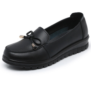 春款新款奥伦女鞋牛皮妈妈鞋软皮女单鞋软底防滑中年妈妈皮鞋