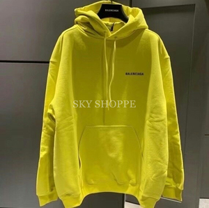 Balenciaga/巴黎世家 21秋冬 前后字母logo 黄色 连帽卫衣帽衫