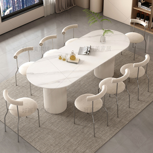 北欧现代简约办公桌会议桌轻奢大理石餐桌椅洽谈会客接待长条桌椅