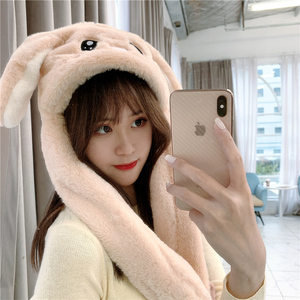 抖音同款兔子耳朵帽子女春秋网红二次元可爱少女气囊会动的兔子帽