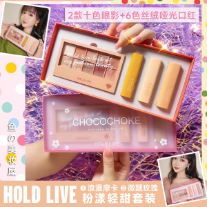 价格太美~HOLD LIVE礼盒套装10色眼影盘+3支口红微醺玫瑰丝绒摩卡