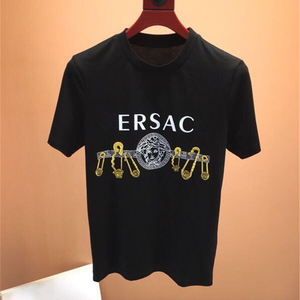 春夏新款瓦萨琪潮牌t恤短袖男装美杜莎字母印花时尚圆领百搭半袖t