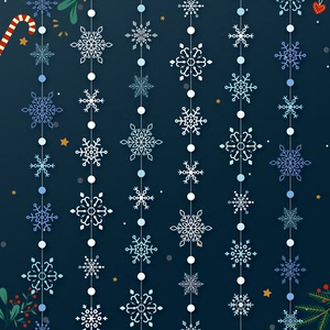 冬天主题布置圣诞派对PVC纸片串花环挂件圣诞节装饰雪花拉花挂饰