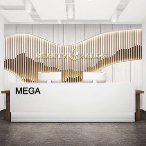 3d高档轻奢酒店前台背景墙壁布服装店装修公司logo形象墙装饰壁纸