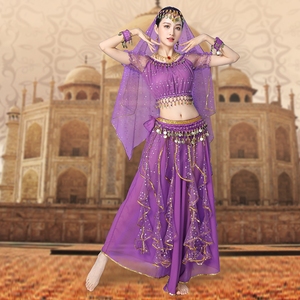 年会新款印度舞蹈服套装成人女肚皮舞服装新疆舞演出服天竺大摆裙