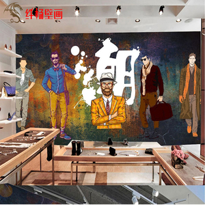 男装店背景墙装饰复古