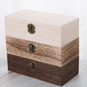 新款桐木长方形翻盖木盒可叠加精美簪娘大容量收纳盒实木复古木制