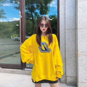 smfk湖人卫衣柠檬黄暗黑骑士新款nba合作纪念款拉链运动休闲外套