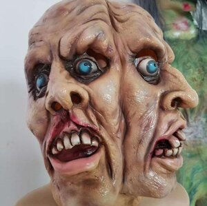 万圣节面具恐怖吓人双面外星人老人头套密室鬼屋丧尸鬼脸僵尸魔鬼