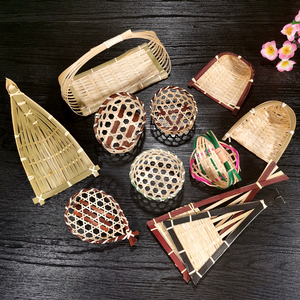 刺身装饰品摆件竹编制品簸箕竹编农家意境 创意酒店摆盘装饰盘饰