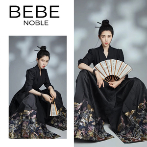 BEBE NOBLE新中式女装日常浮光马面裙套装夏季薄款汉服2023年新款