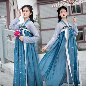 青鸾语汉服女齐胸襦裙改良中国风学生古装日常仙女裙清新淡雅春秋
