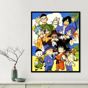 动漫七龙珠孙悟空悟饭 diy数字油画手绘填色创意礼物全家福装饰画