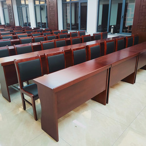 会议室长条会议桌椅组合双人1.2实木油漆办公桌1.8米条形培训桌子