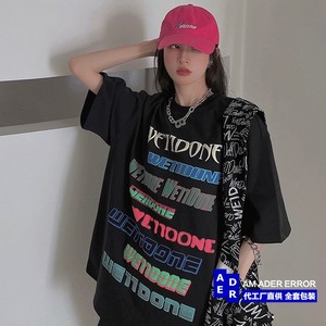 区别市场】新款we11done霓虹彩色弹幕短袖t恤发光男女情侣款宽松