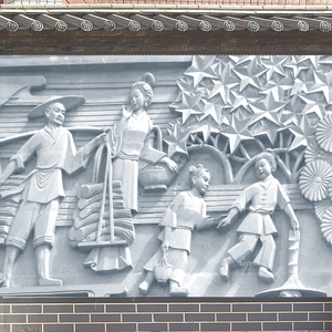 新农村水牛农夫农耕场景浮雕图大理石乡村稻谷丰收景致浮雕壁画