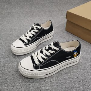 ig女鞋2021秋款时尚潮流厚底系带帆布鞋百搭ulzzang可爱休闲板鞋