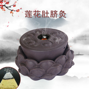 紫砂莲花肚脐灸艾塔艾坨器具柱托交艾灸罐小悬灸罐陶瓷温灸工具