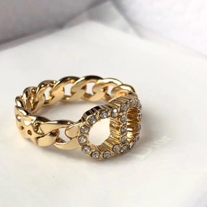 正品代购 dior迪奥女士clair lune戒指复古镶钻链条指环 七夕礼物