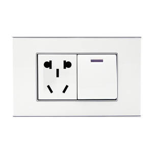 贵派开关插座钢架一开单带五孔一位双控开关带五孔带面板白118型