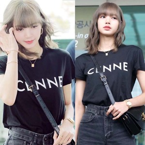 lisa同款字母印花短袖t恤女春夏2022新款韩版宽松纯棉打底衫上衣