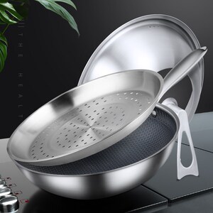 德国爱乐仕316不锈钢炒锅配可视盖全钢盖 (花纹随机)