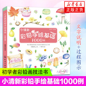 小清新彩铅手绘基础1000例 彩铅画教程书 初学者彩铅画技法书 儿童彩色铅笔入门书 飞乐鸟手绘色铅笔绘画风景花卉动物水果