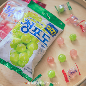 韩国进口乐天大颗青提葡萄味硬糖lotte水蜜桃糖果爆汁喜糖儿童袋