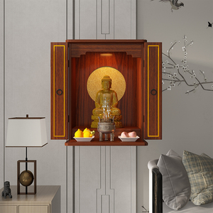 家用佛龛带门壁挂式观音供台简约现代财神柜吊柜新中式神位贡奉桌