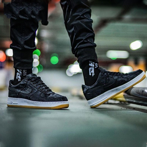 nike男鞋af1陈冠希联名闪电黑丝绸板鞋女鞋运动休闲鞋 cz3986-001