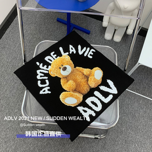 代购韩国潮牌adlv小熊卡通印花短袖t恤2021年新款男女情侣限量款