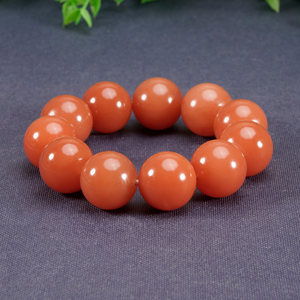 金丝玉红玉18mm圆珠手串玉石原石玉手链佛珠手串男女款天然珠宝