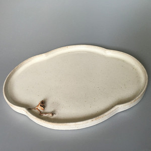 【茗陶殿】台湾敦睦窑 饾饤窑 海棠梅花壶承 壶拖 茶盘 陶盘