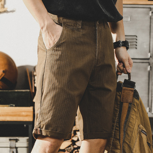 320g重磅斜纹纯棉质感美式复古工装短裤男夏季日系阿美咔叽五分裤