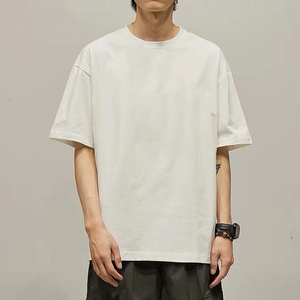 扩版短袖男205g纯棉t恤宽松oversized青少年大码bf风半袖半截袖女