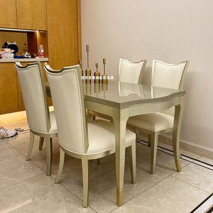 美式轻奢实木餐桌椅现代简约长方形饭桌餐厅家用法式一桌六椅组合