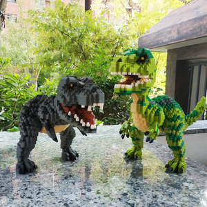 乐高微型钻石积木小颗粒男孩子高难度益智儿童拼装玩具恐龙霸王龙