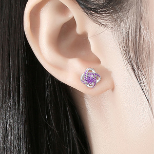 老凤祥和pt999铂金钻石耳钉女四叶草白金耳环小众高级感生日礼物