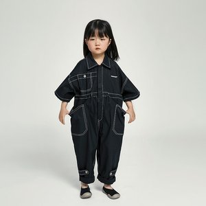 nngz童装儿童女童牛仔连体衣春夏新款韩版工装连体长裤纯棉牛仔衣